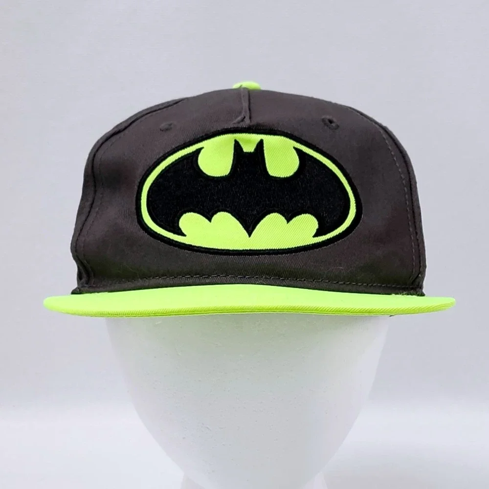 Batman Snapback Hat Youth OSFM Gray Neon Green Cap DC Comics‎ Superhero Movie